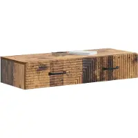 vidaXL Wandgemonteerde Zijtafel Oud hout 87,5 x 34,5 x 17 cm