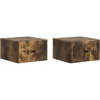 vidaXL Muurbevestigde Nachttafel 2 st Gerookt eiken 33 x 34,5 x 20 cm