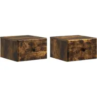 vidaXL Muurbevestigde Nachttafel 2 st Gerookt eiken 34,5 x 33 x 20 cm