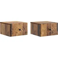 vidaXL Muurbevestigde Nachttafel 2 st Oud hout 33 x 34,5 x 20 cm