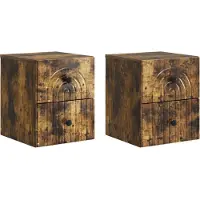 vidaXL Muurbevestigde Nachttafel 2 pcs Gerookt eiken 33 x 34,5 x 40 cm