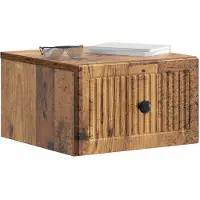 vidaXL Muurbevestigde Nachttafel met lade Oud hout 33 x 34,5 x 20 cm