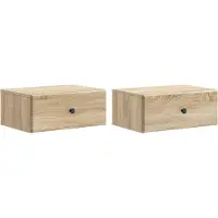 vidaXL Muurbevestigde Nachttafel 2 st Sonoma Eiken 49 x 34,5 x 20 cm