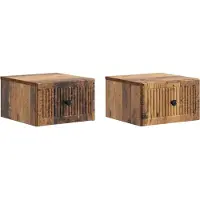 vidaXL Muurbevestigde Nachttafel 2 pcs Oud hout 33 x 34,5 x 20 cm