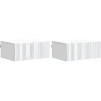 vidaXL Muurbevestigde Nachttafel 2 st Wit 49 x 34,5 x 20 cm