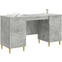 vidaXL Bureau met plank Betongrijs 142,5 x 50 x 75 cm Bewerkt hout