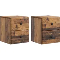 vidaXL Muurbevestigde Nachttafel 2 st Oud hout 34,5 x 33 x 40 cm