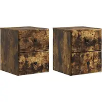 vidaXL Muurbevestigde Nachttafel 2 st Gerookt eiken 34,5 x 33 x 40 cm