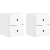 vidaXL Muurbevestigde Nachttafel 2 st Hoogglans Wit 34,5 x 33 x 40 cm
