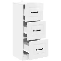 vidaXL - Ladekast - Hoogglans - Wit - 33 - x - 34,5 - x - 87 - cm - Bewerkt - hout