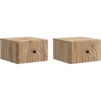 vidaXL Muurbevestigde Nachttafel 2 st Artisanaal eiken