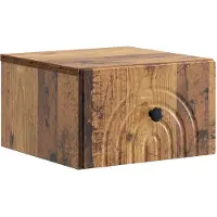 vidaXL Muurbevestigde Nachttafel met lade Oud hout 33 x 34,5 x 20 cm