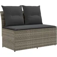 vidaXL 2 Stuk Tuin middelste sofa met opklaptafel poly rattan