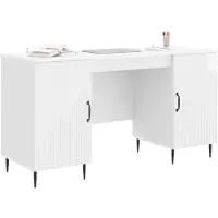 vidaXL Bureau met plank Hoogglans Wit 142,5 x 50 x 75 cm Bewerkt hout