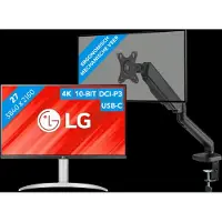 LG 27UP850K-W.AEU + BlueBuilt Monitorarm Gasveer voor 1 Monitor