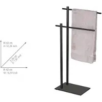 Wenko Handdoekhouder Resera zwart mat staal en zwart glas - Handdoekrek - Handdoekenrek - Handdoekstang vrijstaand