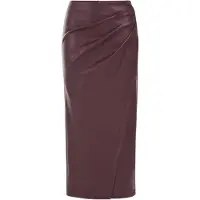 We fashion - Dames Midi-rok van imitatieleer - Regular fit - Aubergine - Maat: S