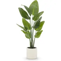 Easyplants | Kunstplant Strelitzia Real Touch kant en klaar in pot beige 150 cm | Zijde | Strelitzia | Groen