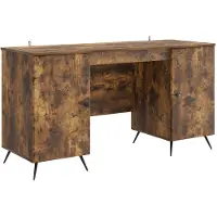 vidaXL Bureau met plank Gerookt eiken 142,5 x 50 x 75 cm Bewerkt hout