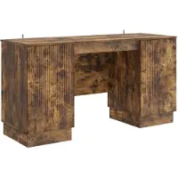 vidaXL Bureau met plank Gerookt eiken 142,5 x 50 x 75 cm Bewerkt hout