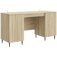 vidaXL Bureau met plank Sonoma Eiken 142,5 x 50 x 75 cm Bewerkt hout