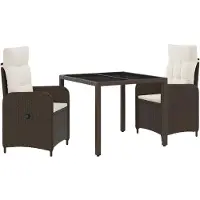 vidaXL Buiten Eettafel Set 3 st Bruin en Crème Wit poly rattan