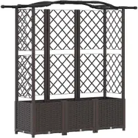 vidaXL Verhoogd Bed met Trellis en Dak Bruin 163 x 40 x 138 cm PP