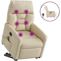 vidaXL Sta-op-massagestoel elektrisch verstelbaar stof crèmekleurig