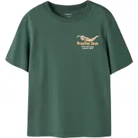 Name it KIDS T-shirt met backprint donkergroen Jongens Katoen Ronde hals - maat 116