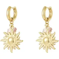 Yehwang Oorbellen met zonnetje | Gouden oorbellen | Stainless steel | Waterproof | Oorhangers | Verkleurt niet | Nikkelvrij | Cadeau | Sint | Kerst | Dames sieraden