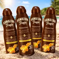 Hawaiian Tropic - Zonnebrand - Island Glow Dry Oil Continuous Spray SPF 30 - Hydraterend & Beschermend - 177 ml - Voordeelverpakking - 4 stuks