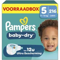 Pampers Baby-Dry Maat 5 - 216 Luiers - 11kg-16kg - Voorraadbox