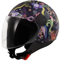 LS2 OF558 Sphere Lux II Bloom Blauw Roze Jethelm Maat M