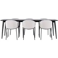 Ebuy24 Ellis eethoek tafel 85x230cm en 6 velours stoelen met armleuningen zwart.