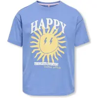 ONLY KIDS GIRL T-shirt blauw Meisjes Katoen Ronde hals Printopdruk - maat 122/128