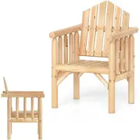 KOMFOTTEU Houten tuinstoel, outdoor stoel met armleuningen en hoge hellende rugleuning, tuinstoel, belastbaarheid 150 kg, terrasstoel voor balkon, achtertuin, 66 x 62,5 x 98 cm