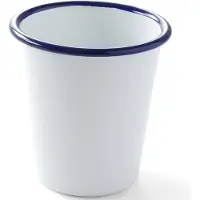 Super Merchant Stalen beker – geëmailleerd wit met blauwe rand – 0,3L – stapelbaar – vaatwasmachinebestendig