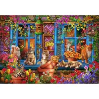 Bluebird Puzzle Window Shelf Cats Puzzel 1000 stukjes