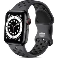 Podec Smartwatch Zwarte Siliconen Strap M/L - Geschikt voor Apple Watch - Bandje Geschikt voor iWatch 38 / 40/ 41 mm - Geschikt voor Series 1/2/3/4/5/6/7/SE