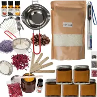 BK - Sojawaskaarsen Makersset - 5 Potjes - 600g Wask - 3 Geurolie - 10 Lonten