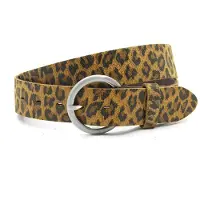 A-zone Dames riem cognac/bruin/zwart luipaard print - 4 cm breed - Leer - Jeans riem - Fashion statement - Maat 85