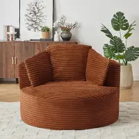 MODFU Fauteuil - Ronde Vorm - Diepe Zitting - Woonkamer - Ribstof - Oranje