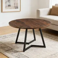 OKWISH Eettafel – Vierkant Design – Voor Eetkamer en Keuken – MDF en Metaal Walnoot – 110 x 110 x 75 cm