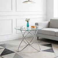 OKWISH Eettafel - Ruimtebesparend Ontwerp - Voor Keuken En Woonkamer - Glazen Blad Met Metalen Poten Chroom