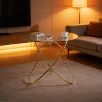 STILVORA Eettafel - Modern Ruimtebesparend Ontwerp - Voor Keuken En Woonkamer - Glas En Metaal - Goud