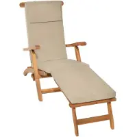 Beautissu LoftLux tuinstoel kussen, 175x45x5 cm, naturel, voor buiten, UV-bestendig