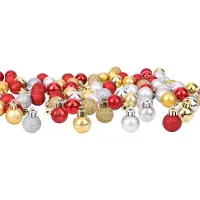 Unyqoos Set van 96 decoratieve mini-kerstballen in rood, zilver en goud