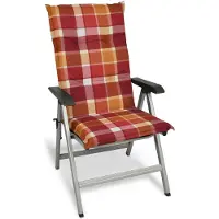 Beautissu Sunny RO – Tuinkussen Hoge Rug 120x50 cm met UV-lichtechtheid Comfortabele Tuinstoel Zitkussen Geel geruit