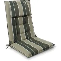 Beautissu Sun-HL – Premium Hoge Rugleuning Stoelkussen 120x50 cm – UV-bestendig – 8cm Dik – met Hoofdkussen & Bevestigingsbanden – Antislip – Groen Gestreept