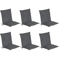 Beautissu Set van 6x Tuinkussens Lage Rug Loft NL 100 x 50 x 6 cm - Kussen Antraciet - Zitkussen Sierkussen Tuinstoel